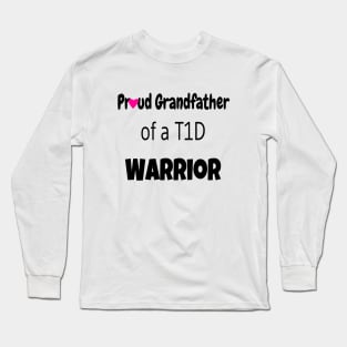 Proud Grandfather - Black Text - Pink Heart Long Sleeve T-Shirt